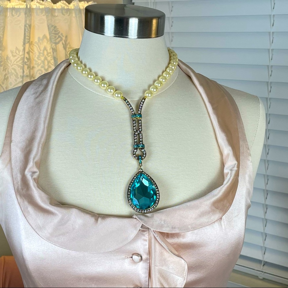 NWT/NIB Swarovski Crystal Pendant with Pearls Necklace Bridal Statement - Picture 7 of 10
